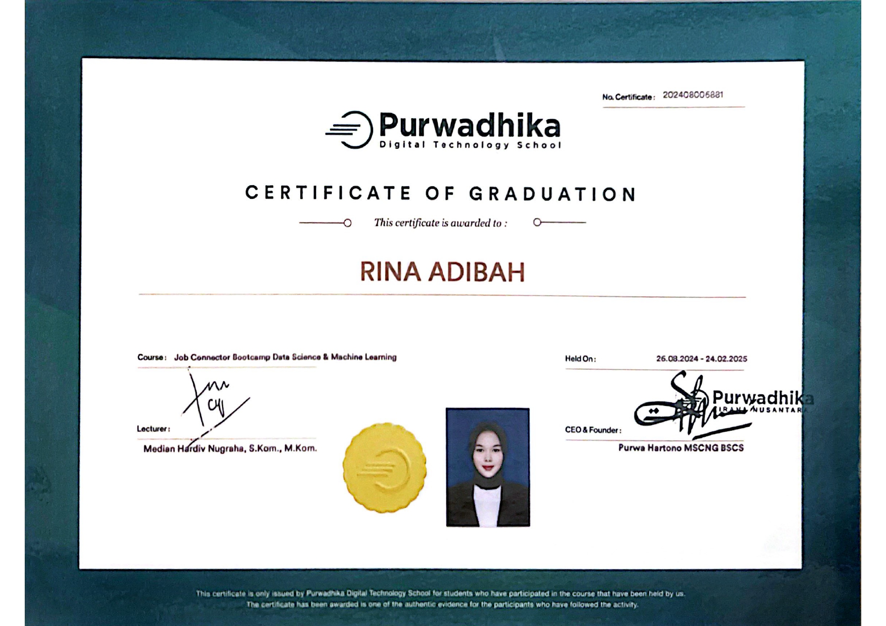 Purwadhika Data Science Certificate